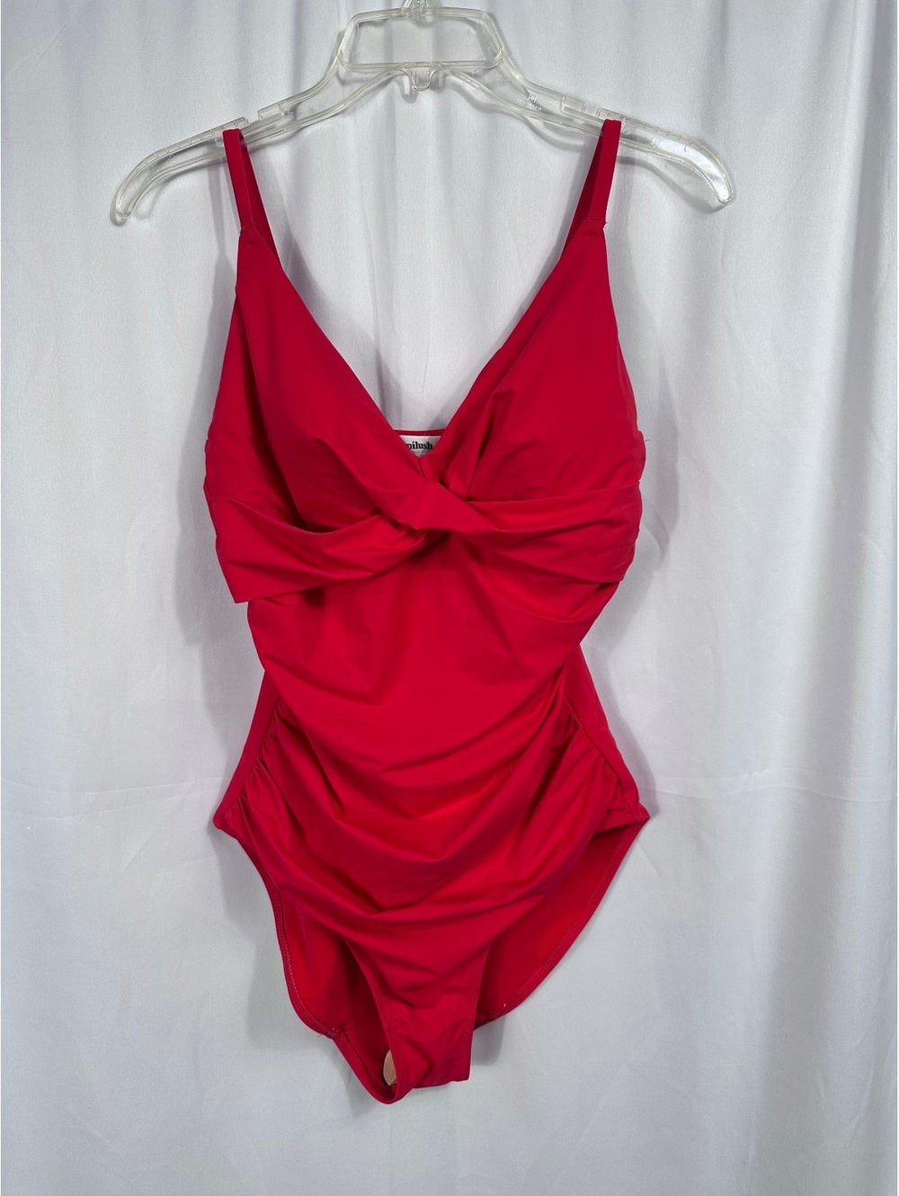 Popilush Red One-Piece Swimsuit with Twist Front Detail